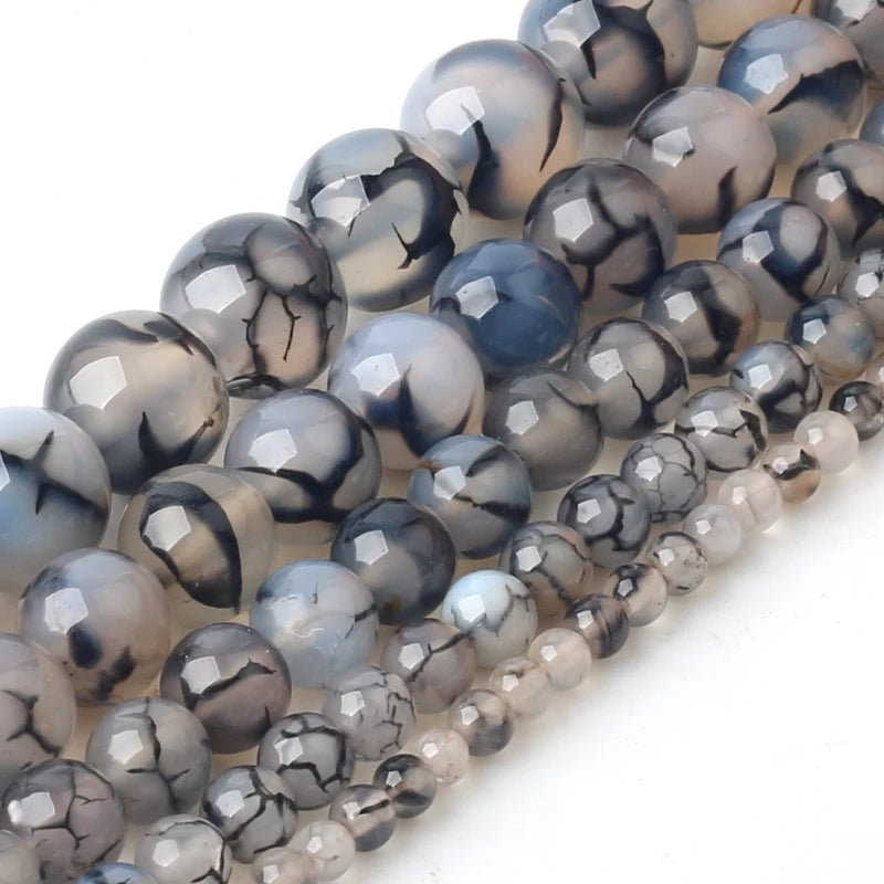 Natural  Agates Stone Beads  4/6/8/10/12 mm Strand 15''