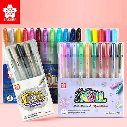 Japan Sakura Gelly Roll Pens  Basis/Bright/Highlight/Souffle/Glaze/ 3D Decorative Markers Metallic Glitter Drawing Pen